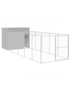 Casetta Cani Corsa Grigio Chiaro 214x661x181 cm Acciaio Zincato 2