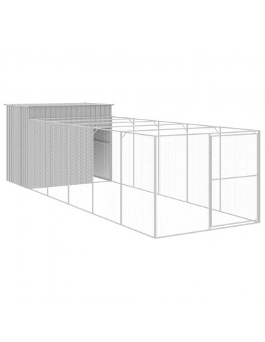 Casetta Cani Corsa Grigio Chiaro 214x661x181 cm Acciaio Zincato