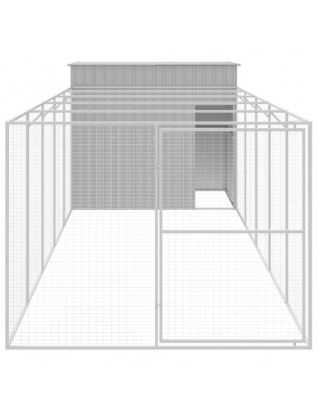 Casetta Cani Corsa Grigio Chiaro 214x661x181 cm Acciaio Zincato