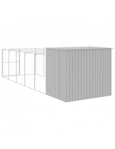 Casetta Cani Corsa Grigio Chiaro 214x661x181 cm Acciaio Zincato