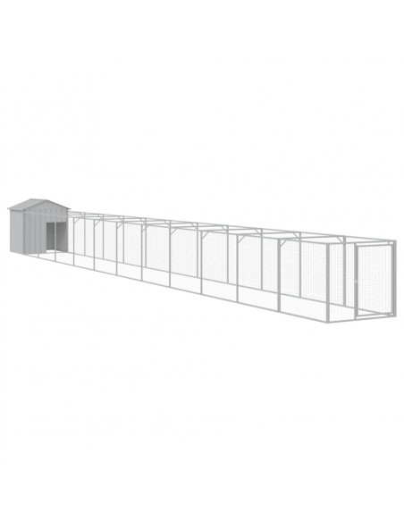 Casetta Cani Tetto Grigio Chiaro 117x1221x123cm Acciaio Zincato