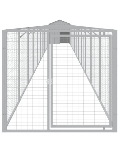 Casetta Cani Tetto Grigio Chiaro 117x1221x123cm Acciaio Zincato