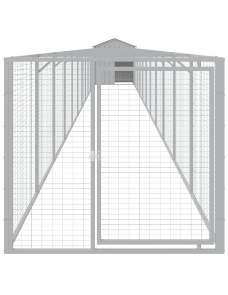 Casetta Cani Tetto Grigio Chiaro 117x1221x123cm Acciaio Zincato