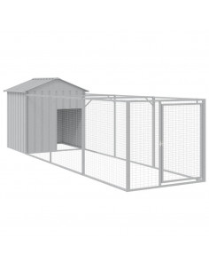 Casetta Cani Tetto Grigio Chiaro 117x405x123 cm Acciaio Zincato 2