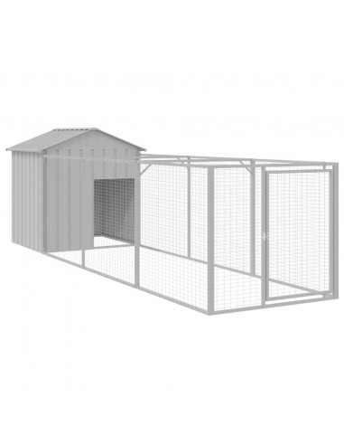 Casetta Cani Tetto Grigio Chiaro 117x405x123 cm Acciaio Zincato