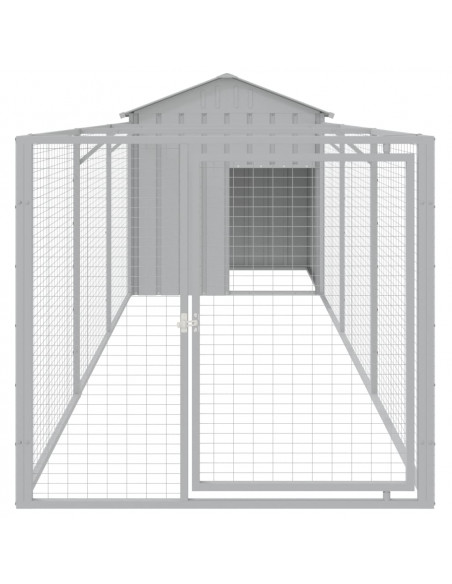 Casetta Cani Tetto Grigio Chiaro 117x405x123 cm Acciaio Zincato