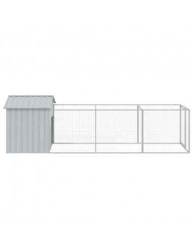 Casetta Cani Tetto Grigio Chiaro 117x405x123 cm Acciaio Zincato