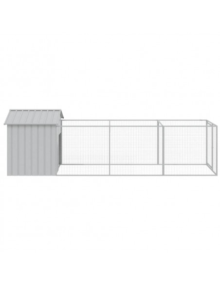 Casetta Cani Tetto Grigio Chiaro 117x405x123 cm Acciaio Zincato