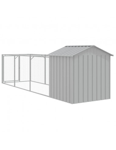 Casetta Cani Tetto Grigio Chiaro 117x405x123 cm Acciaio Zincato