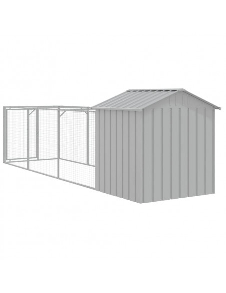 Casetta Cani Tetto Grigio Chiaro 117x405x123 cm Acciaio Zincato