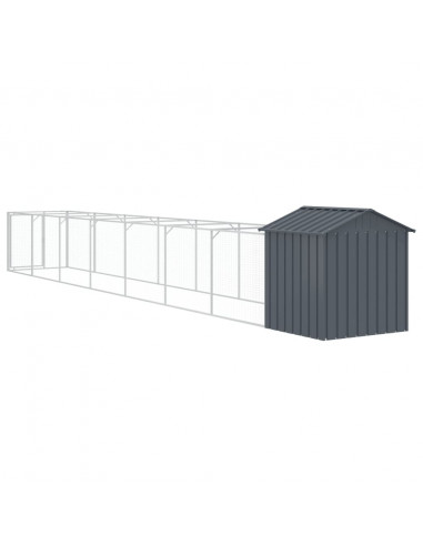 Casetta Cani con Tetto Antracite 117x813x123 cm Acciaio Zincato