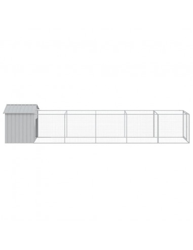 Casetta Cani Tetto Grigio Chiaro 117x609x123 cm Acciaio Zincato
