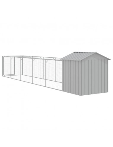 Casetta Cani Tetto Grigio Chiaro 117x609x123 cm Acciaio Zincato