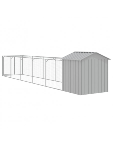 Casetta Cani Tetto Grigio Chiaro 117x609x123 cm Acciaio Zincato