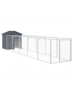 Casetta Cani con Tetto Antracite 117x609x123 cm Acciaio Zincato 2