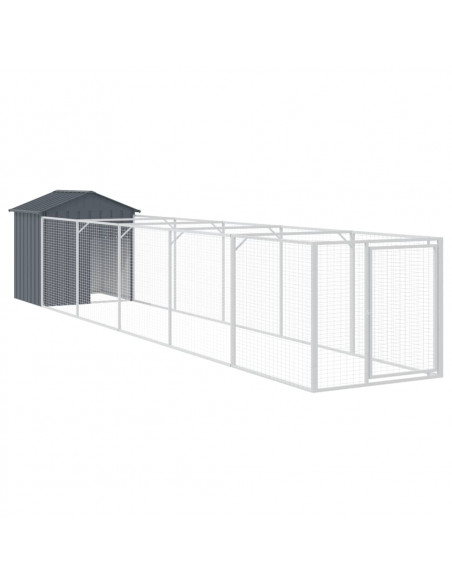 Casetta Cani con Tetto Antracite 117x609x123 cm Acciaio Zincato