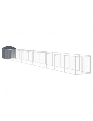 Casetta Cani con Tetto Antracite 117x1221x123cm Acciaio Zincato