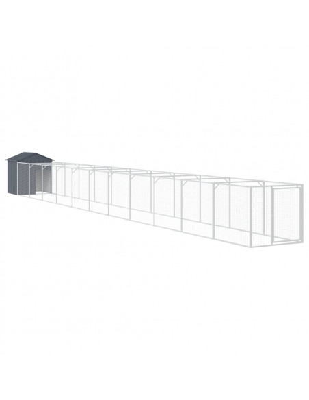 Casetta Cani con Tetto Antracite 117x1221x123cm Acciaio Zincato