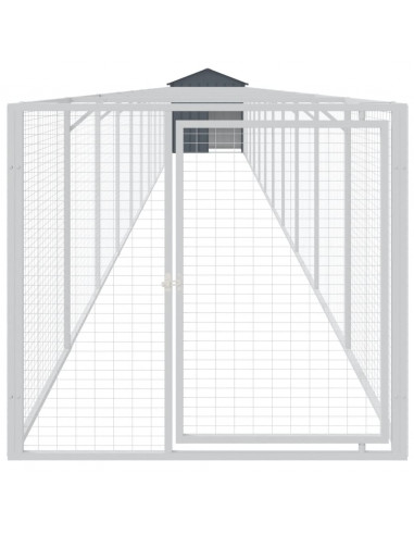 Casetta Cani con Tetto Antracite 117x1221x123cm Acciaio Zincato