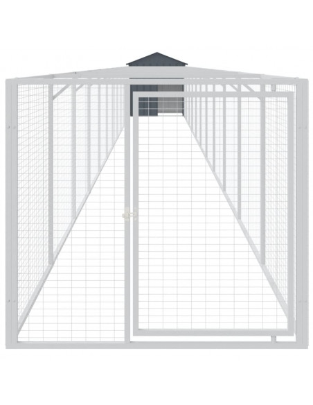 Casetta Cani con Tetto Antracite 117x1221x123cm Acciaio Zincato