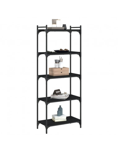 Libreria a 5 Ripiani Nera 60x30x154 cm in Legno Multistrato