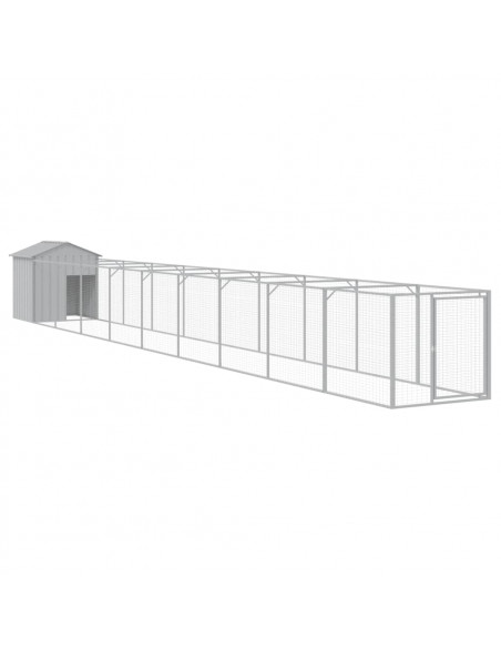 Casetta Cani Tetto Grigio Chiaro 117x1017x123cm Acciaio Zincato