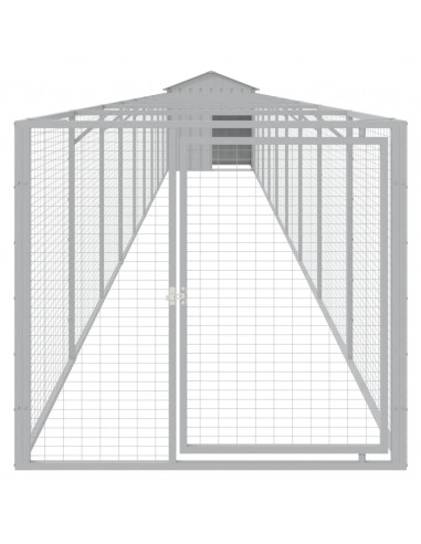 Casetta Cani Tetto Grigio Chiaro 117x1017x123cm Acciaio Zincato