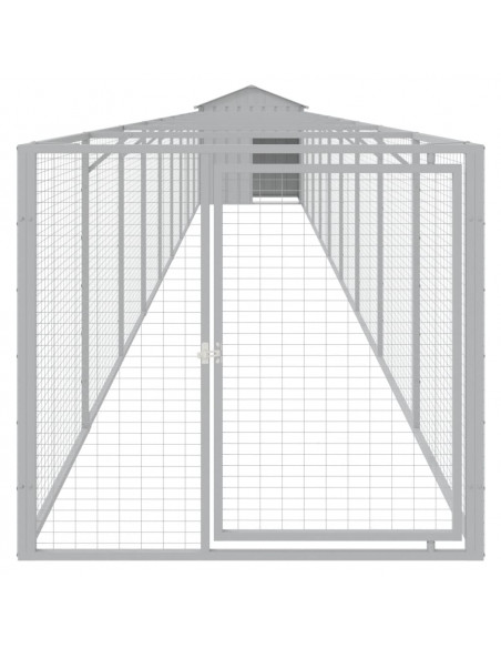 Casetta Cani Tetto Grigio Chiaro 117x1017x123cm Acciaio Zincato