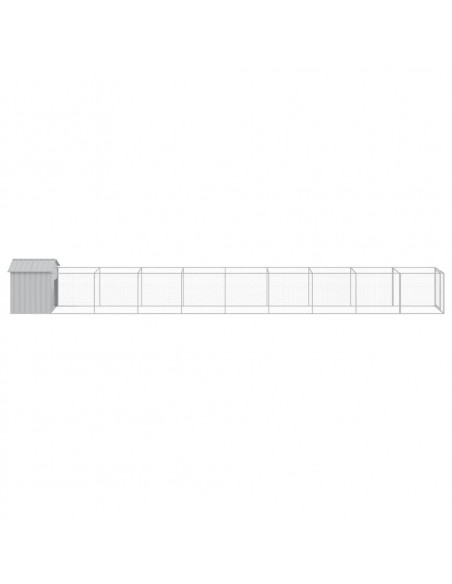 Casetta Cani Tetto Grigio Chiaro 117x1017x123cm Acciaio Zincato