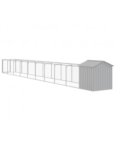 Casetta Cani Tetto Grigio Chiaro 117x1017x123cm Acciaio Zincato