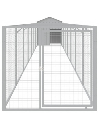 Casetta Cani Tetto Grigio Chiaro 117x813x123 cm Acciaio Zincato