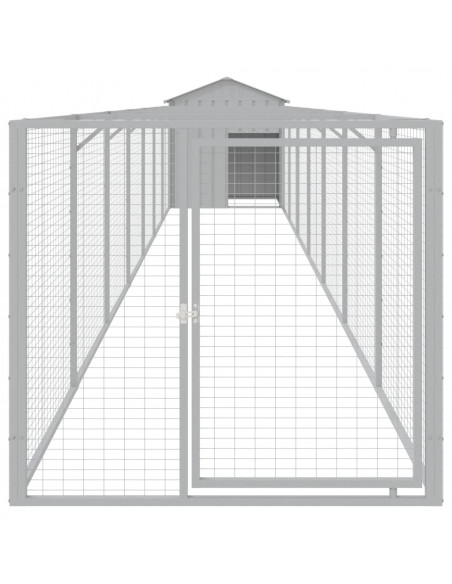 Casetta Cani Tetto Grigio Chiaro 117x813x123 cm Acciaio Zincato