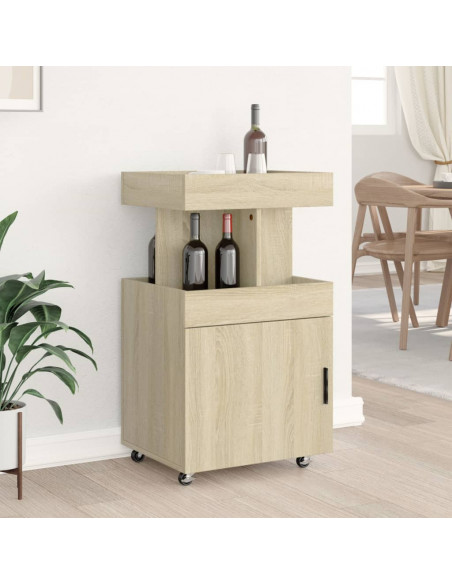 Carrello Bar Rovere Sonoma 50x41x89 cm in Legno Multistrato