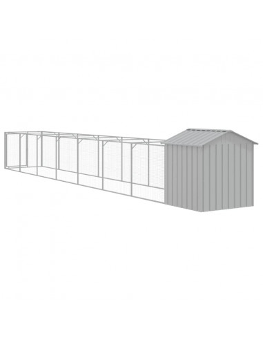 Casetta Cani Tetto Grigio Chiaro 117x813x123 cm Acciaio Zincato