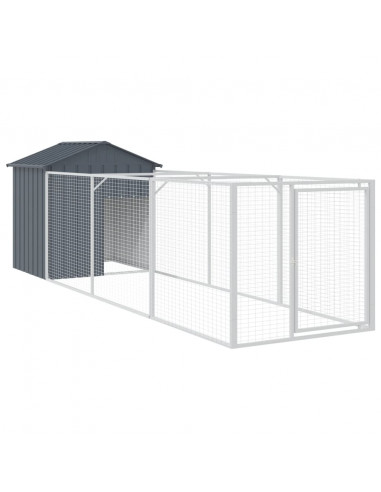 Casetta Cani con Tetto Antracite 117x405x123 cm Acciaio Zincato