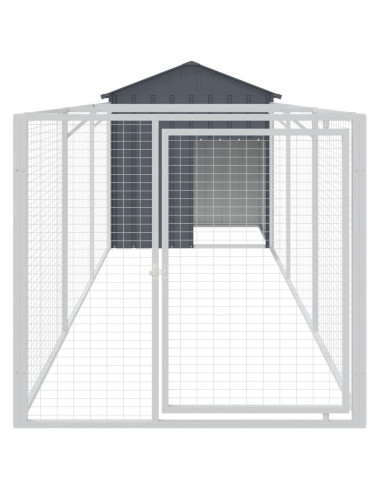 Casetta Cani con Tetto Antracite 117x405x123 cm Acciaio Zincato