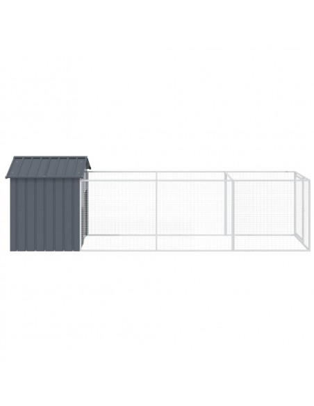 Casetta Cani con Tetto Antracite 117x405x123 cm Acciaio Zincato