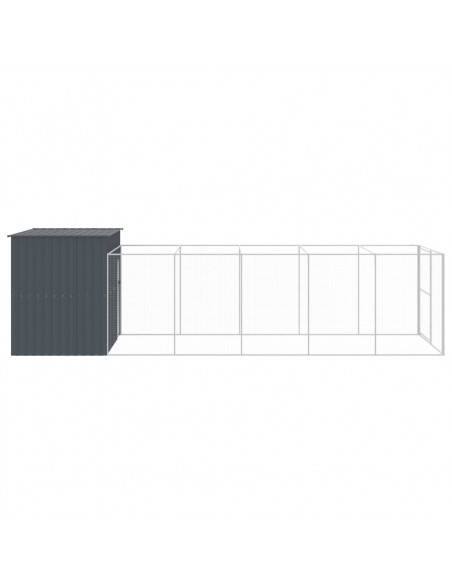 Casetta Cani con Corsa Antracite 214x661x181 cm Acciaio Zincato