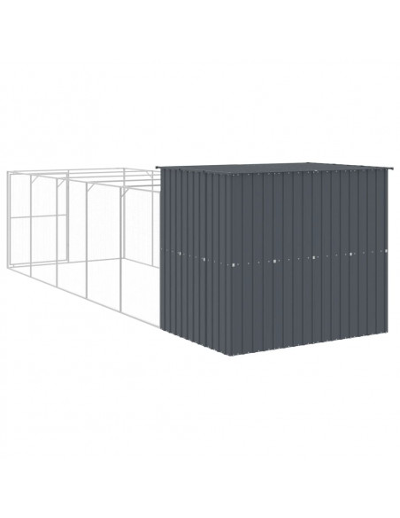 Casetta Cani con Corsa Antracite 214x661x181 cm Acciaio Zincato