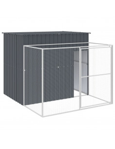 Casetta Cani con Corsa Antracite 214x253x181 cm Acciaio Zincato 2