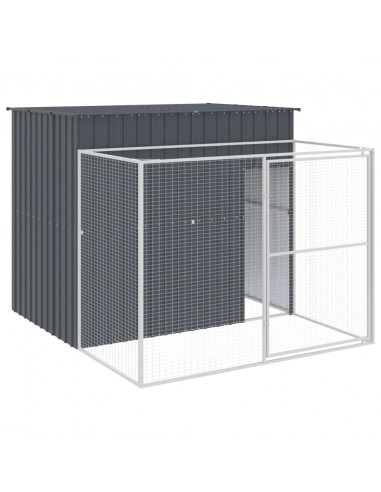 Casetta Cani con Corsa Antracite 214x253x181 cm Acciaio Zincato