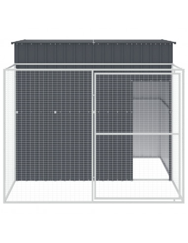 Casetta Cani con Corsa Antracite 214x253x181 cm Acciaio Zincato