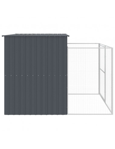 Casetta Cani con Corsa Antracite 214x253x181 cm Acciaio Zincato