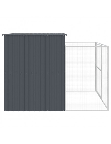 Casetta Cani con Corsa Antracite 214x253x181 cm Acciaio Zincato