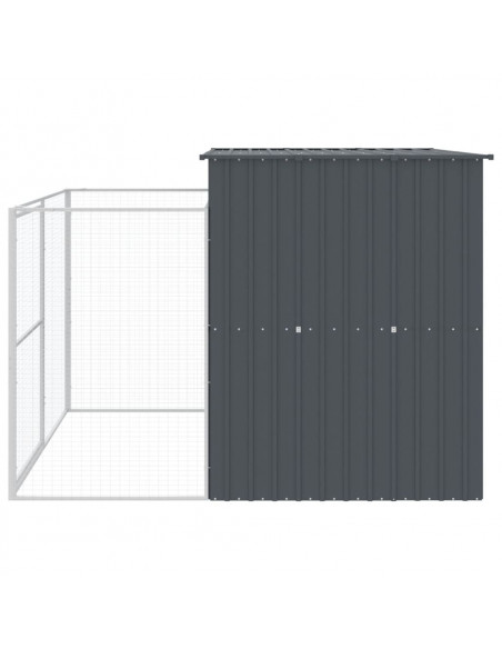 Casetta Cani con Corsa Antracite 214x253x181 cm Acciaio Zincato