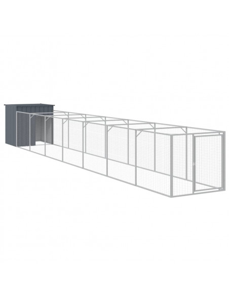 Casetta Cani con Corsa Antracite 110x813x110 cm Acciaio Zincato
