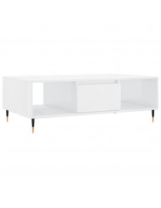 Tavolino da Salotto Bianco Lucido 104x60x35cm Legno Multistrato 2