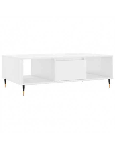 Tavolino da Salotto Bianco Lucido 104x60x35cm Legno Multistrato