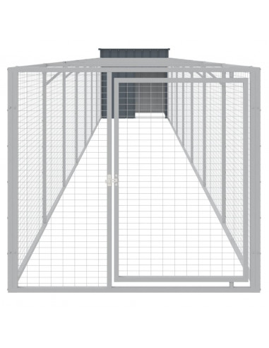 Casetta Cani con Corsa Antracite 110x813x110 cm Acciaio Zincato