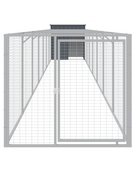 Casetta Cani con Corsa Antracite 110x813x110 cm Acciaio Zincato